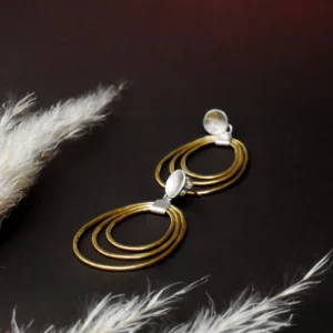 Boucles d'Oreilles Argent 950 & Laiton Martelé | Bijou Artisanal Fait Main Bordeaux, Eliz'art